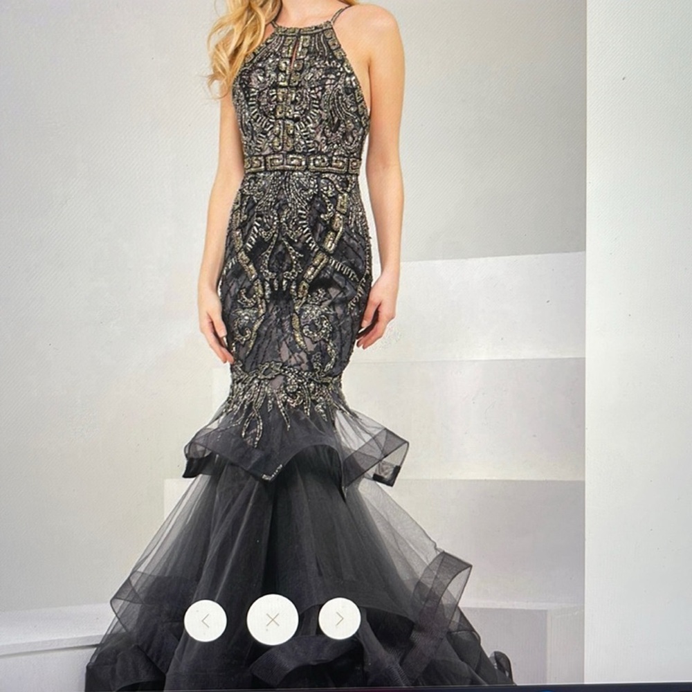 Black and Silver Halter Prom Gown ACCEPTING OFFERS